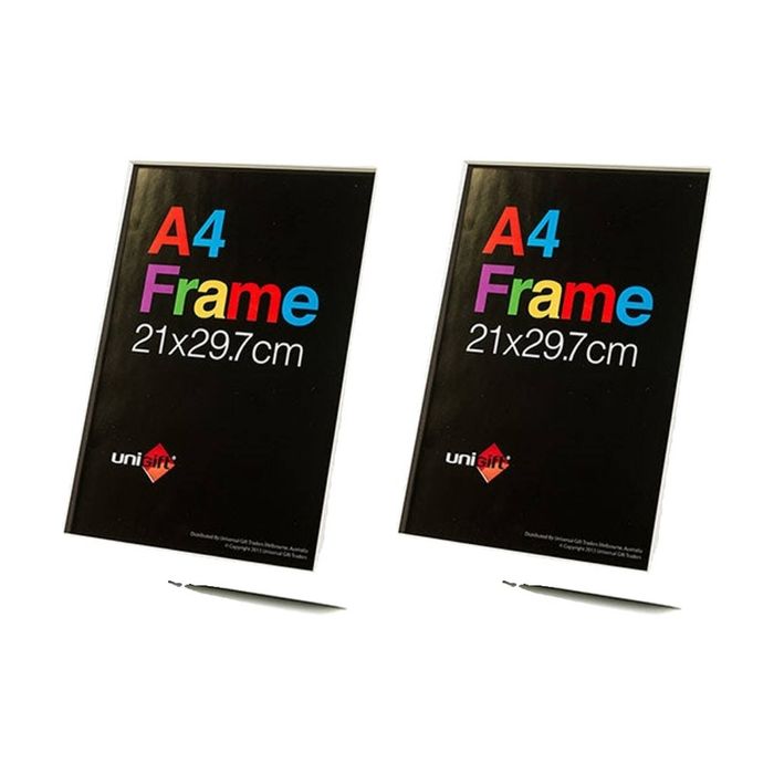 2x Unigift A4 Size Poster Photo and Artwork Wooden Frame 21x29.7cm - White