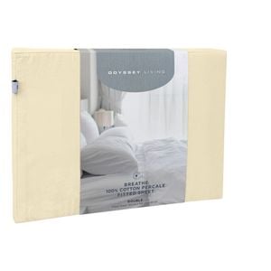 Odyssey Living Breathe Cotton Fitted Bed Sheet King Single Natural