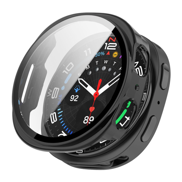 Samsung Galaxy Watch 8 40mm Tempered Glass Screen Protector Case (Titanium Gray)
