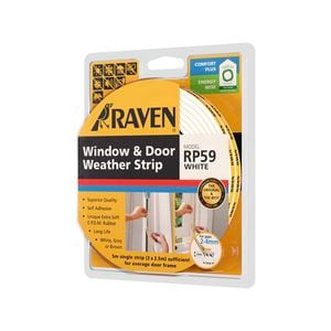 Raven 5000mm RP59 White Self Adhesive Window and Door Weather Strip - White