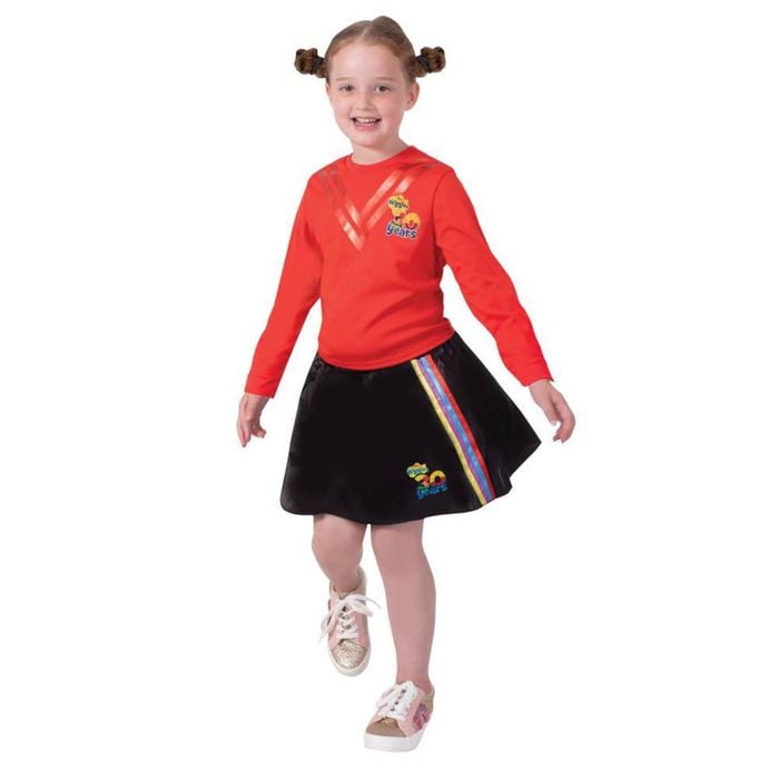 The Wiggles 30th Anniversary Skirt for Kid, Black Satin Costume with Glitter Stripes, TODDLER
