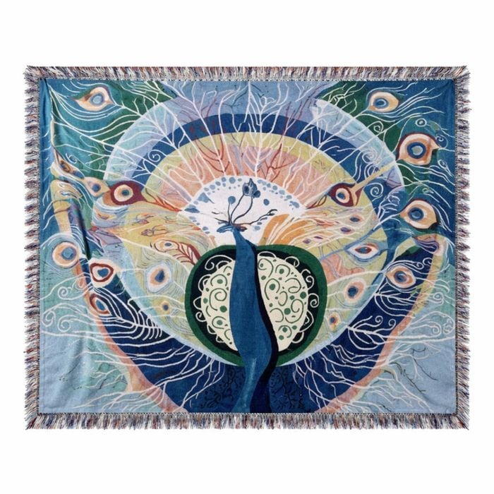 Anycozy Peacock Soft Quilt Throw Blanket  Soft Camping Mat & Cozy Home Décor