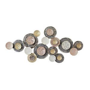 P&P Multi-Tone Abstract Metal Wall Art with Textured Circular Layered Design