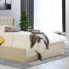 Istyle Dupont King Single Trundle Storage Bed Frame Fabric White Oak Beige