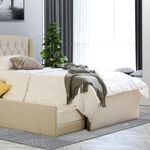 Istyle Dupont King Single Trundle Storage Bed Frame Fabric White Oak Beige
