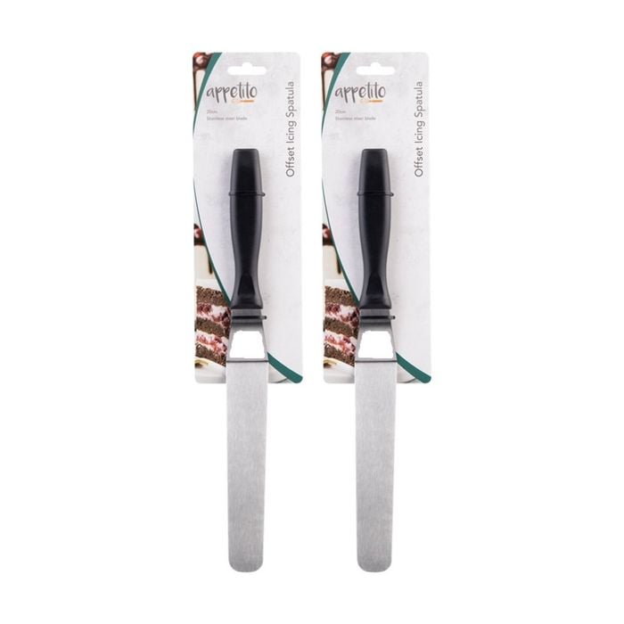 2pk Appetito Stainless Steel Offset Icing Spatula W/ Ergonomic Handle 20cm