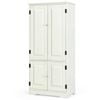 Costway Wooden Buffet Sideboard Vintage Storage Cabinet Kitchen Cupboard Hallway Living Room W/2 Door& Adjustable Shelf Ivory
