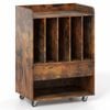 Costway Record Player Stand Wheels 5compartment Drawer Vinyl Brown