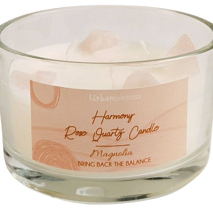 Urban Harmony Amethyst 11cm Crystal Glass Candle Soy Blend Wax - Pink