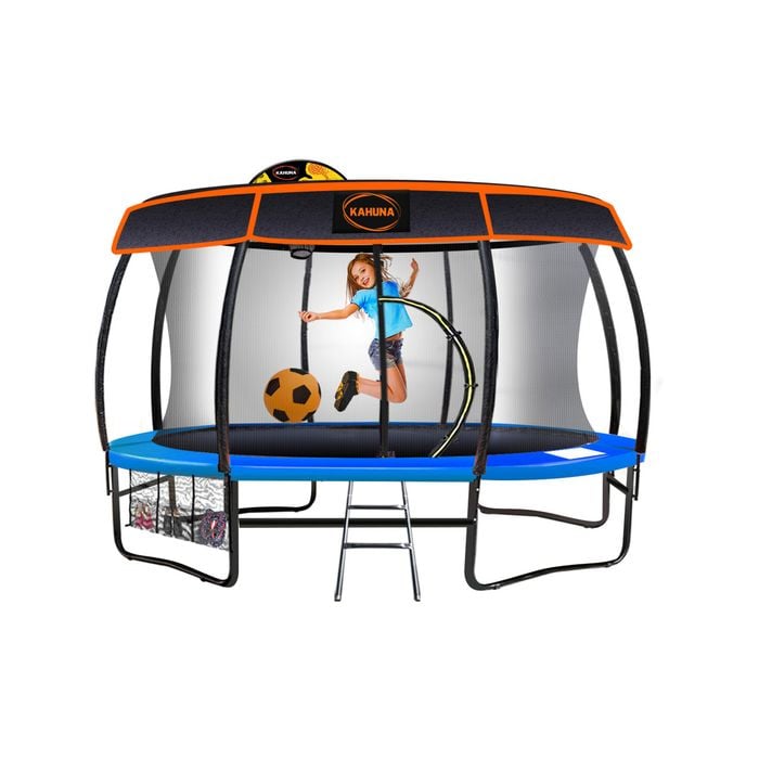 Kahuna 14ft Trampoline Free Safety Net Spring Pad Mat Roof Cover With Basketball Orange/blue