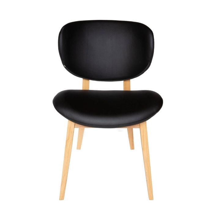 Sk Designer Living | Nobu Dining Chair | Natural Legs - Black Pu Leather