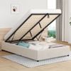 Alfordson Bed Frame King Single Gas Lift Storage Base Beige