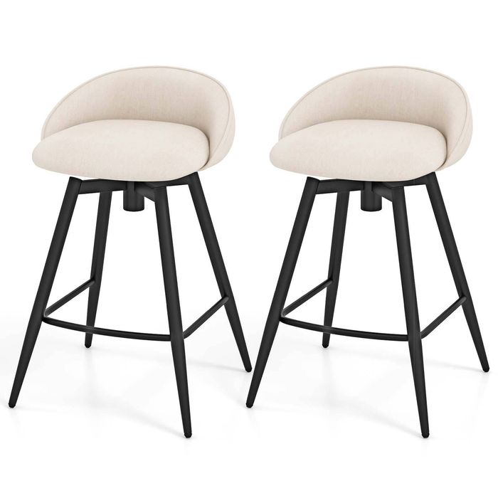 Costway 2x Swivel Bar Stools Dining Chairs Beige 63cm