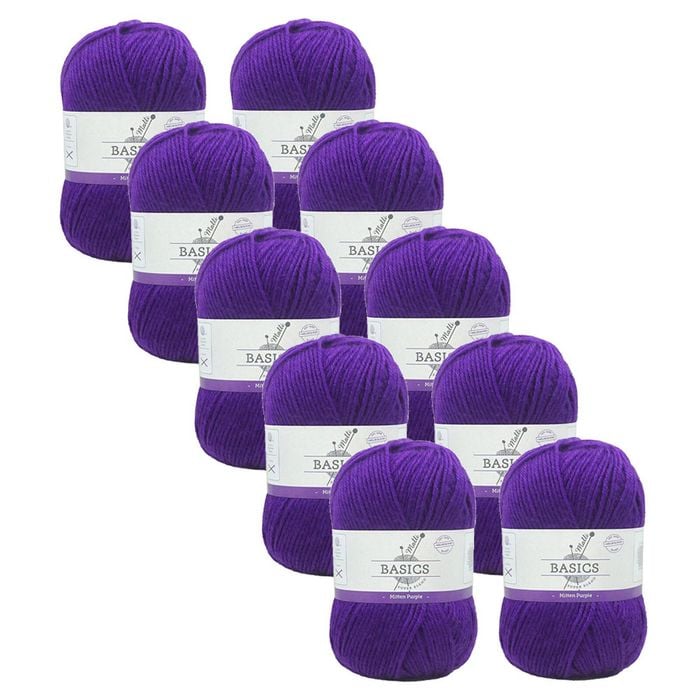10x Malli 100g Blend Basic Poly/acrylic Mitten Purple Multi Colour Yarn
