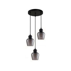 CLA Lighting CHAMPAN2 Interior Black Smoke Glass Ellipse Pendant Light- 3 lits Round