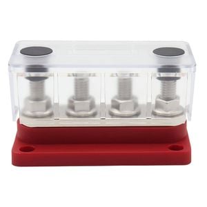 4 Gang 300a M8 Power Distribution Block Bus Bar Terminal Post Stud 12v Red