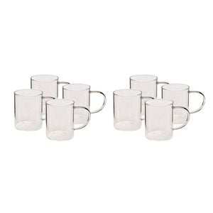 2x 4pcCoffee Culture Ivy 420ml Glass Single Wall Hot/Cold Drink Mug Set Clear