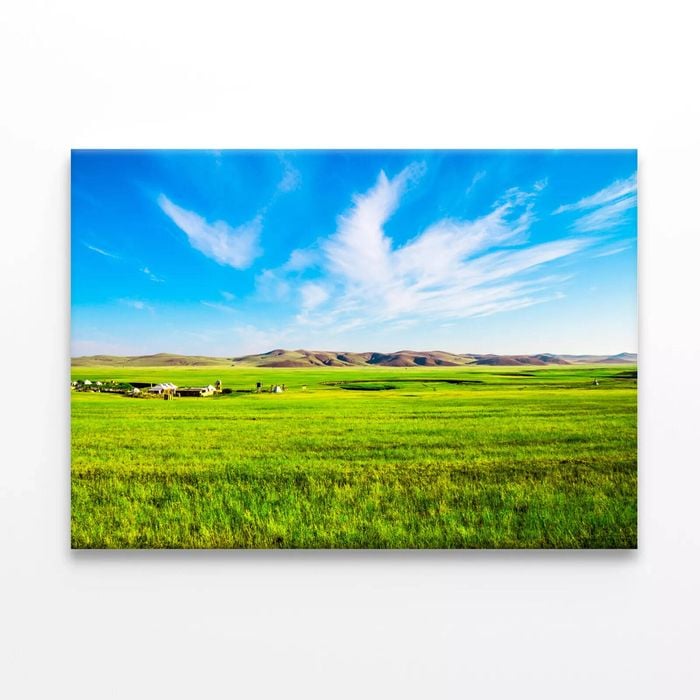 Green Field under a Cloudy Sky  Print 100% Australian Made 90 x 60cm  (Stretched)