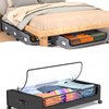 Black Square Under-Bed Storage Rack with Wheels Sturdy Easy to Move for Bedroom AU
