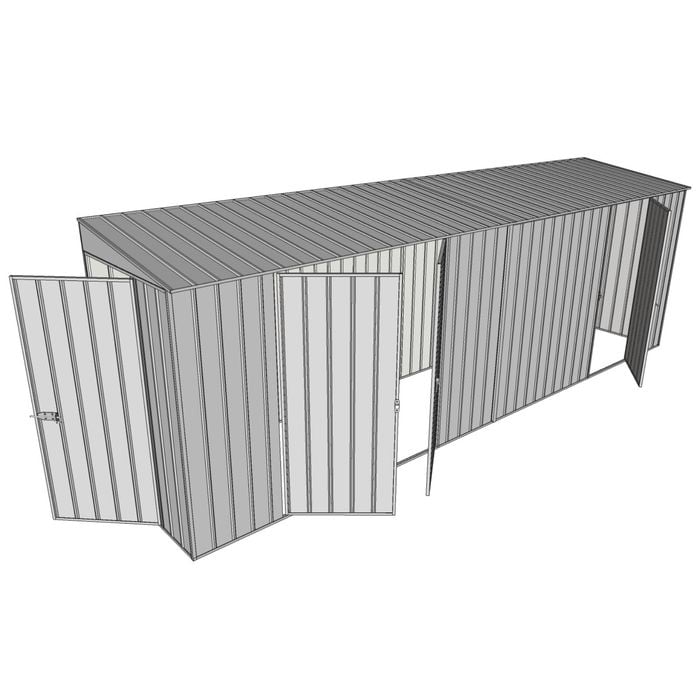 Build-A-Shed 1.2 x 6.0 x 2.0m Skillion Double with Single Hinged Side Doors Shed - Zinc