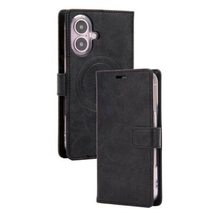 Goospery Bluemoon Diary for iPhone 16 - Black, With Magsafe