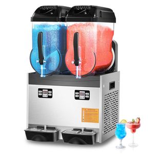 Vevor 12lx2 Commercial Slushy Machine Silver Black Double Tank 96 Cups Stainless Steel For Home