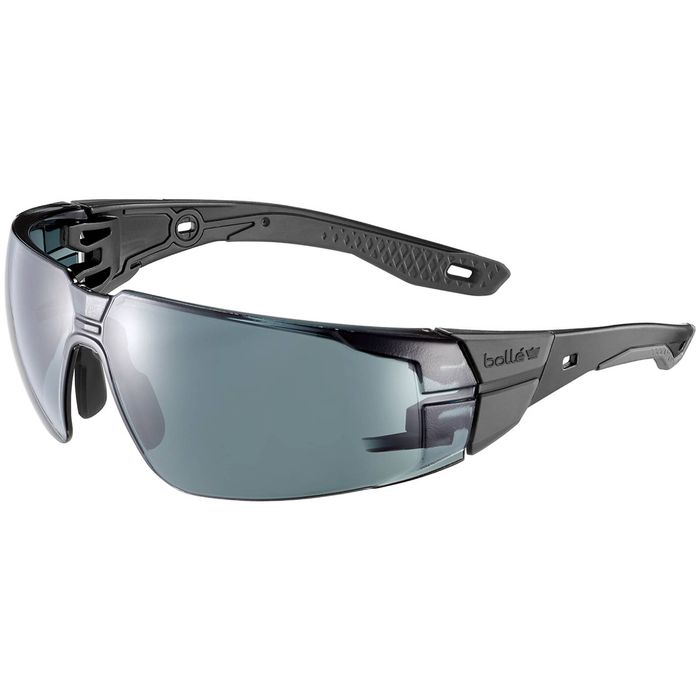 Bollé Safety Black/Grey Temples Smoke Platinum Lens Rush+ 2.0 Safety Glasses