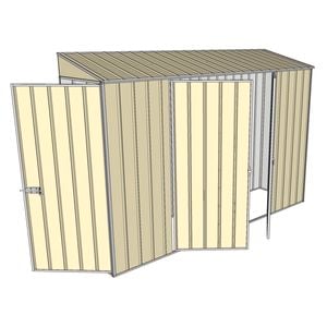 Build-a-Shed 0.8 x 3 x 2m Hinged Door Tunnel Shed With Double Hinged Side Doors - Cream