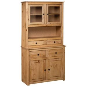 vidaXL Solid Pine Wood Highboard 93cm Solid Panama Range Storage Side Cabinet
