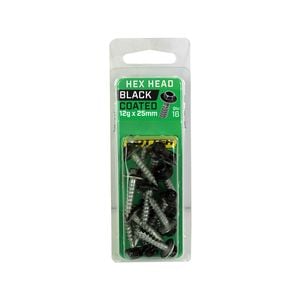 Otter 12 x 25mm Black Hex Head Screws - 16 Pack