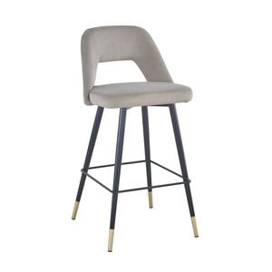 HomeStar Set of 2 Delphi Velvet Fabric Kitchen Bar Stool - Light Grey