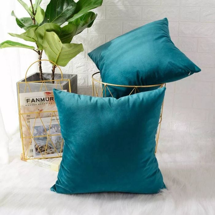 Velvet Square Cushion Cover 2pcs Pack - Tropical Teal