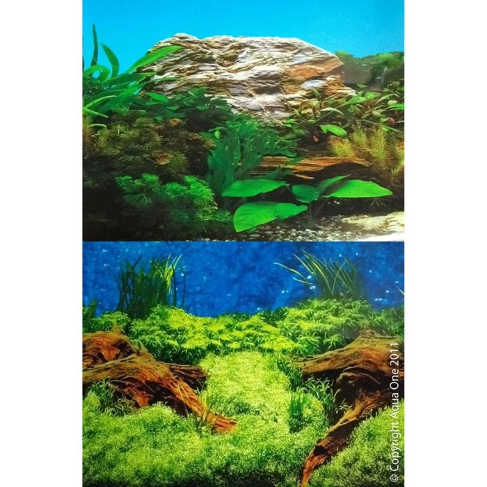 Aqua One Background Age Old Wood & Plant w/ White Stone Double Sided 48cm (Per Metre) (10501)