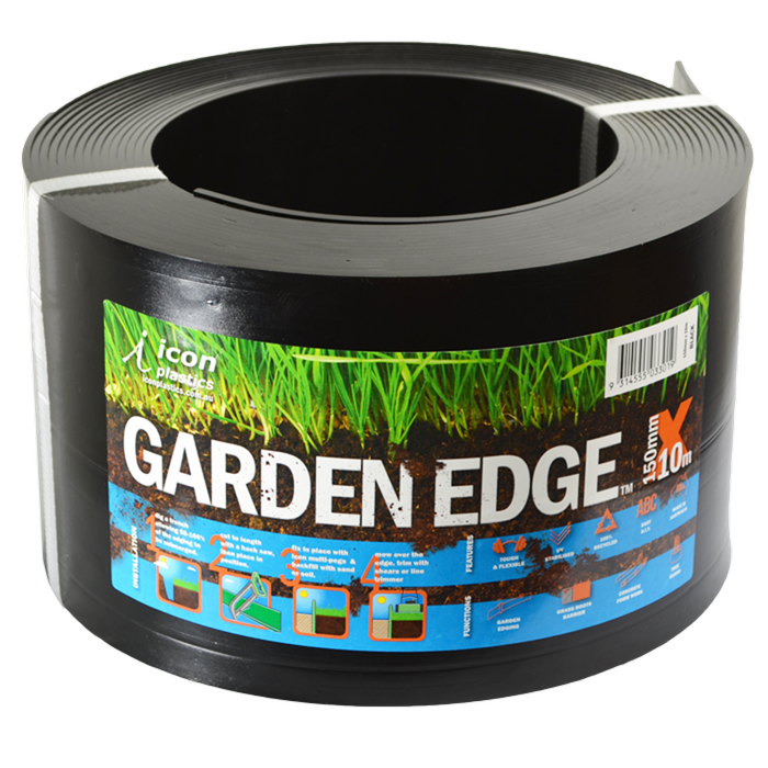Icon Plastics 150mm x 10m Garden Edge - Black