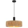 Telbix Katrin Industrial Pendant Hanging Lamp Light Metal Raffia Black Natural Matte Natural