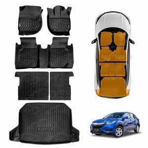 Floor Mats Boot Liner for Honda HR-V HRV Vezel 2014-2021 Trunk Cargo Kick Back Seat Cover