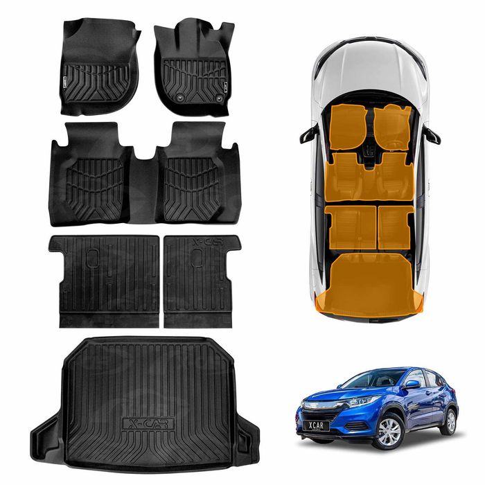 Floor Mats Boot Liner for Honda HR-V HRV Vezel 2014-2021 Trunk Cargo Kick Back Seat Cover