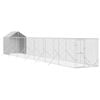 vidaXL Dog Kennel Outdoor Dog Crate Dog House with Roof Silver Galvanised Steel 2x14x2.5 m