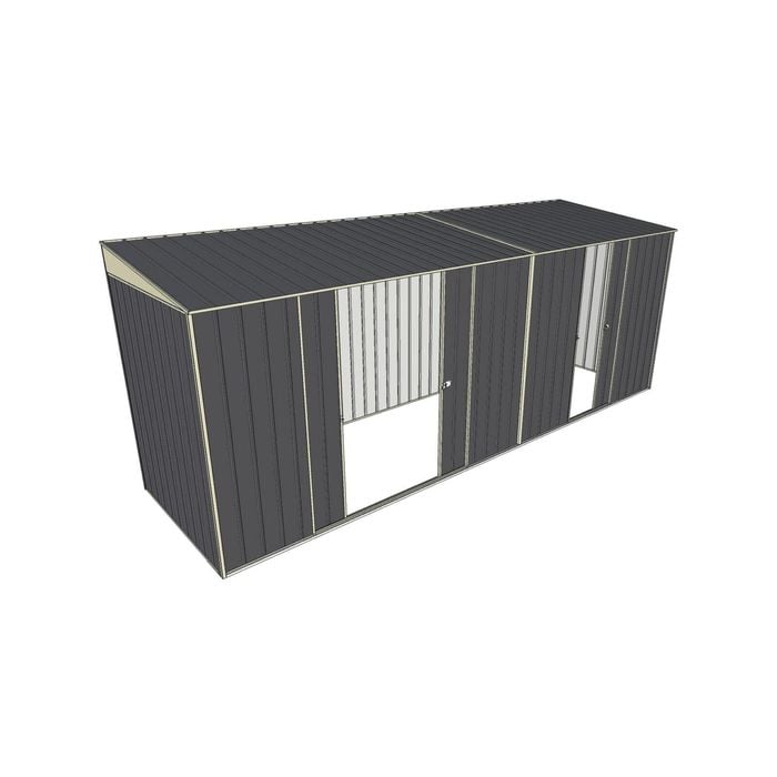 Build-a-Shed 1.5 x 5.2 x 2m Double and Single Sliding Side Door Skillion Shed - Grey
