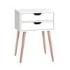 Artiss 2 Drawer White Bedside Table
