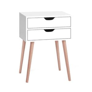 Artiss 2 Drawer White Bedside Table