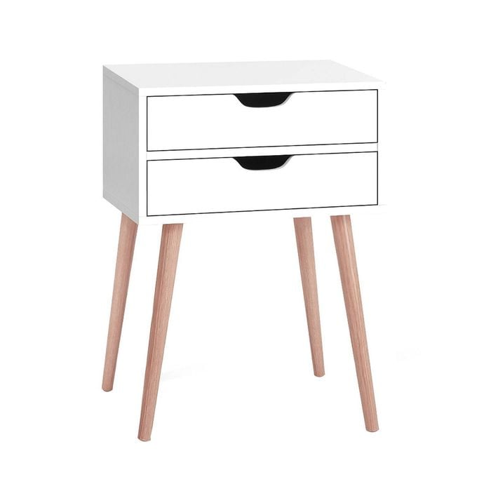 Artiss 2 Drawer White Bedside Table