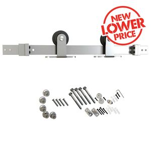 Rolltrak  2000 x 40 x 6mm Satin Nickel Top Fix Barn Door Track Set