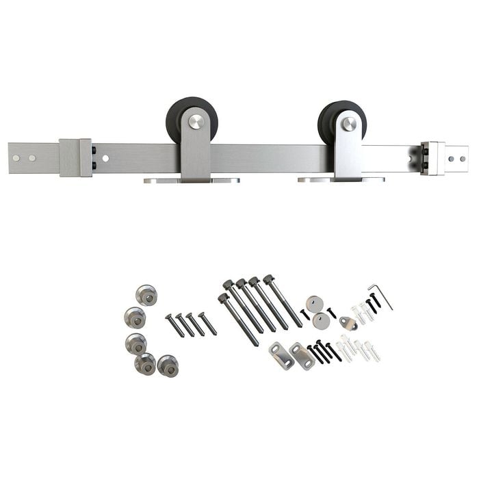 Rolltrak  2000 x 40 x 6mm Satin Nickel Top Fix Barn Door Track Set