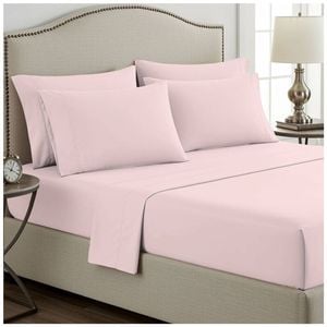 Grosvenor House 400TC Plain Bamboo Cotton Bed Sheet Sets King Single Blush Pink