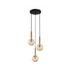 CLA Lighting TRATTINO1 Interior Bronze Amber Spherical Glass Brass Highlight Pendant Light- 3 lits Round