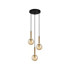 CLA Lighting TRATTINO1 Interior Bronze Amber Spherical Glass Brass Highlight Pendant Light- 3 lits Round