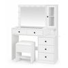 Levede Dressing Table Vanity Desk with LED Mirror 5 Drawers Charging White