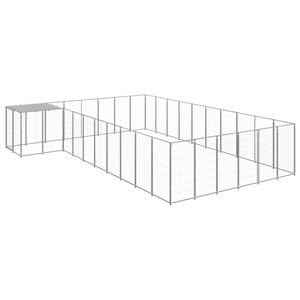vidaXL Dog Kennel Silver 19.36 m² Steel Outdoor Puppy Enclosure Dog Cage House