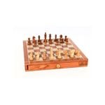 Portable Carved Sheesham Chess and Checker Board Set